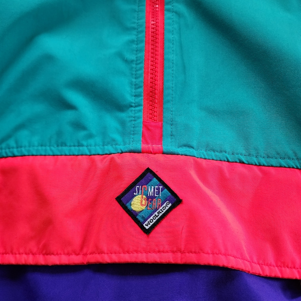 Woolrich Vintage 90s Colorblock Neon Windbreaker Sigmet Gear XL - Picture 3 of 9